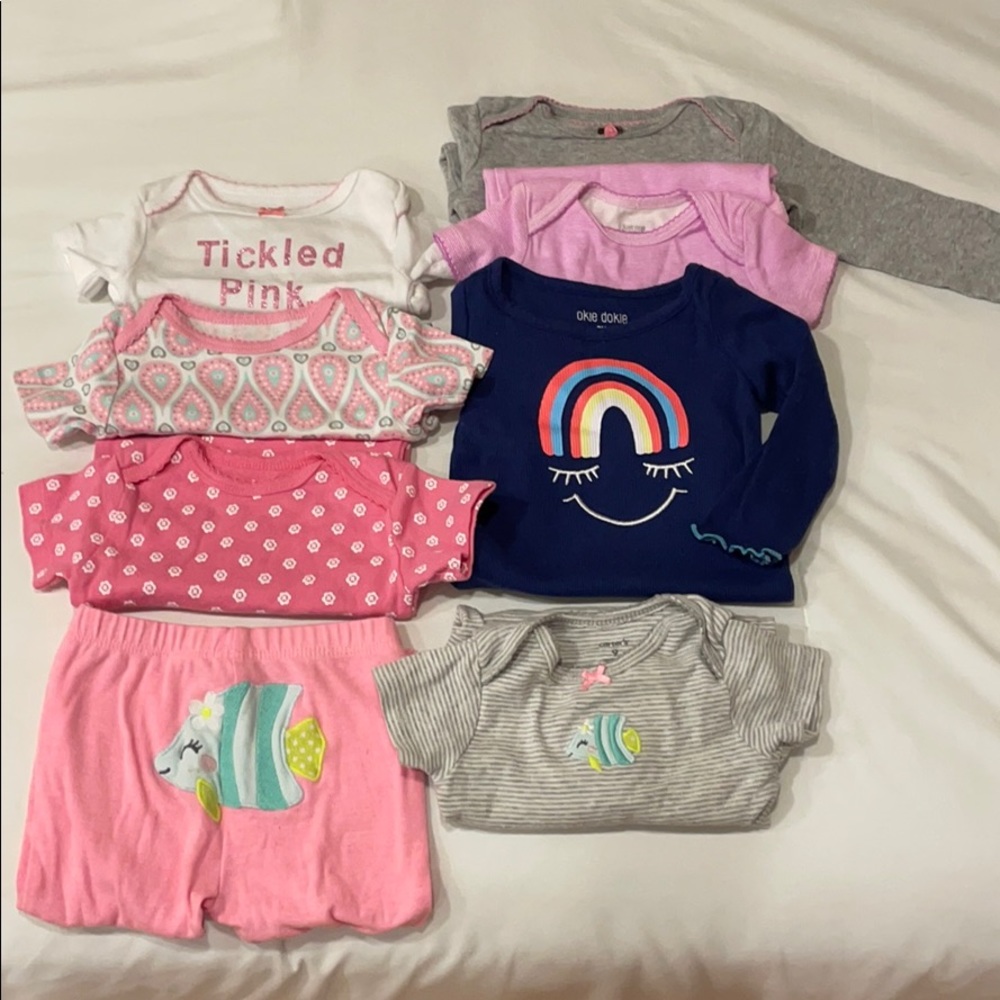 9 mo girl bundle x2 long sleeve x4 short x1 outfit